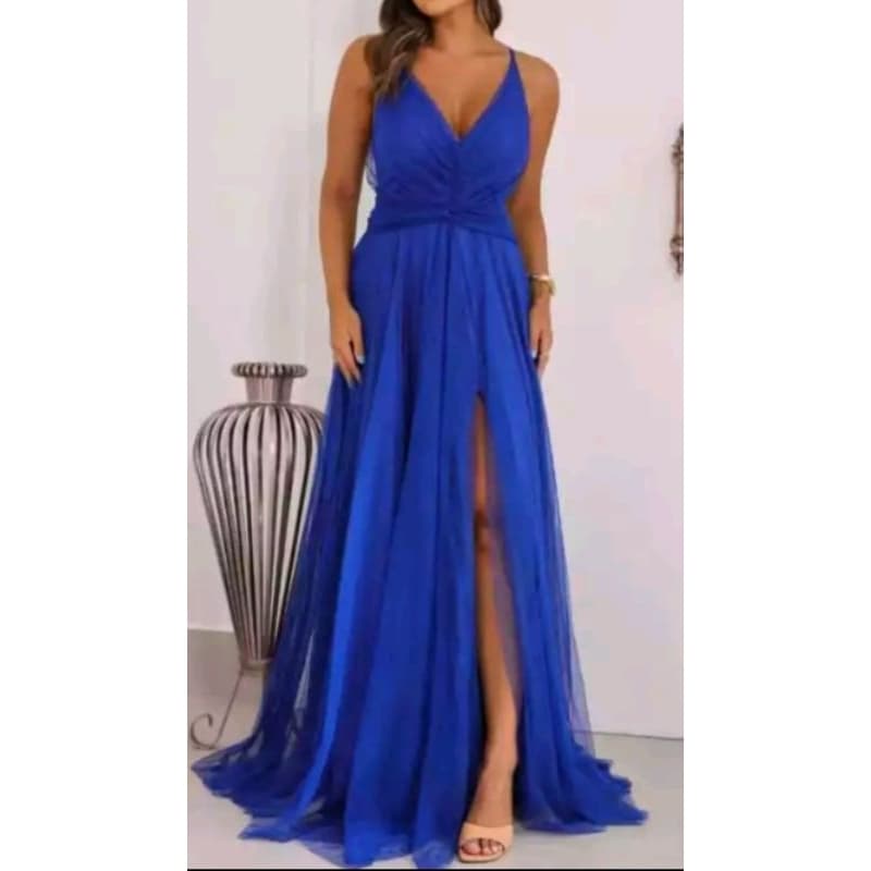 Vestido LAÍS, Longo Festa Madrinha Formatura Debutante Convidados, Em tule Aurora com brilho