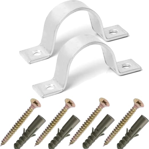 2 KITS Abraçadeira Tipo U Para Canos - Tubos - Eletrodutos - Mangueiras - Com Parafusos e Buchas  Abraçadeiras Alumínio Tubulação Externa 1 Polegada