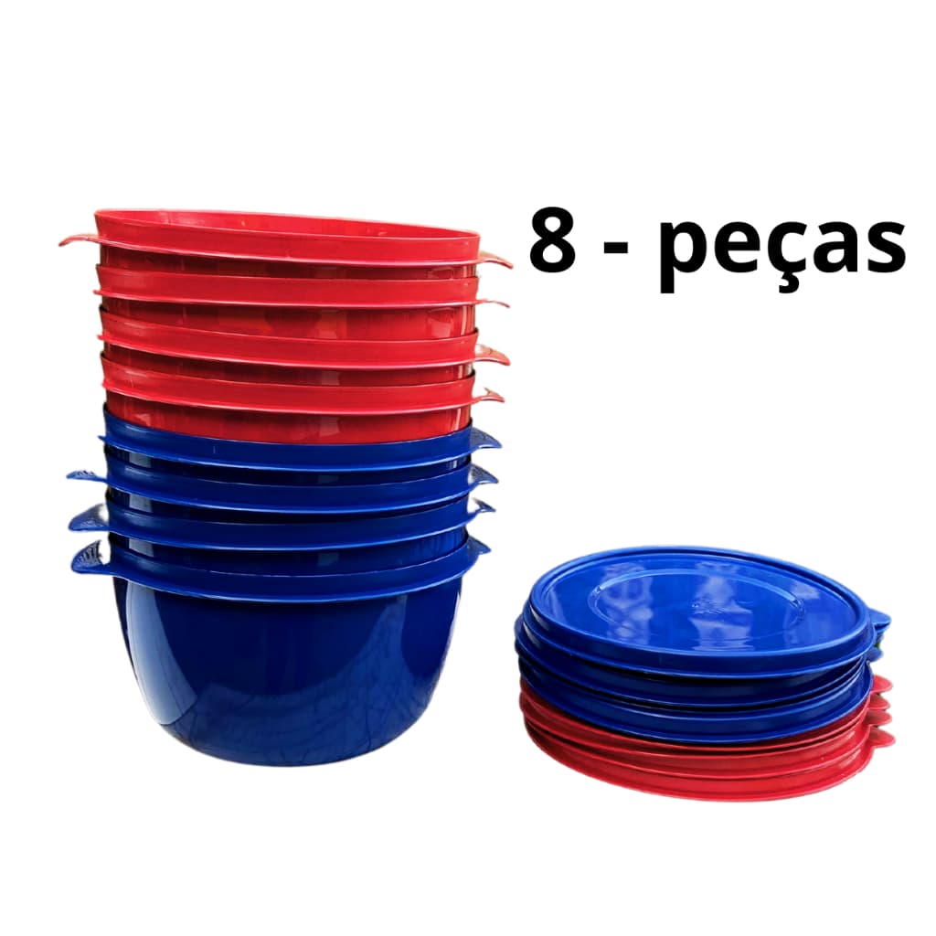 kit potes hermético 1 L  REDONDO freezer e micro-ondas 8 peças
