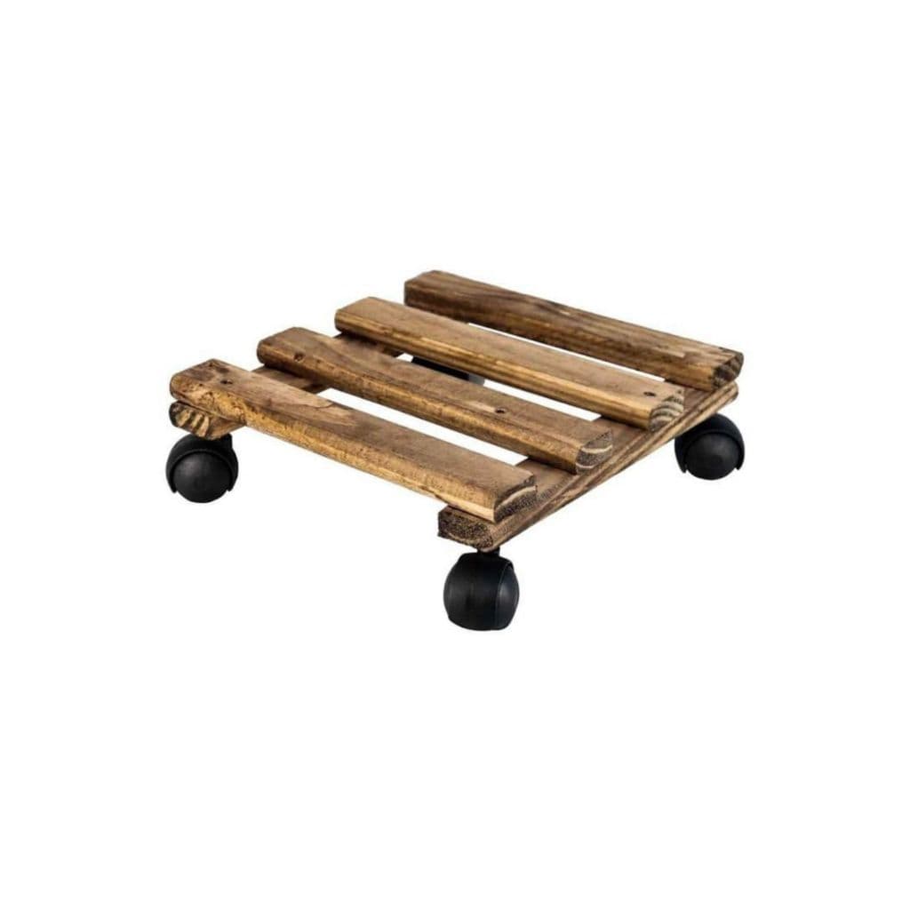 Suporte Para Vasos De Plantas 30Cm Grande De Madeira Com Rodinhas Giratório