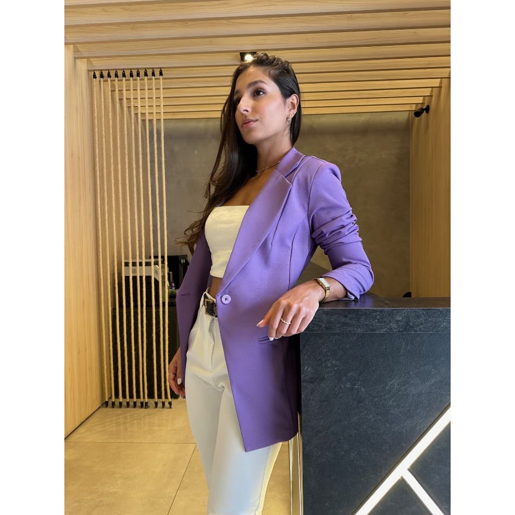 Maxi Blazer Alfaiataria Feminino Longo Acinturado Com Forro - Londres