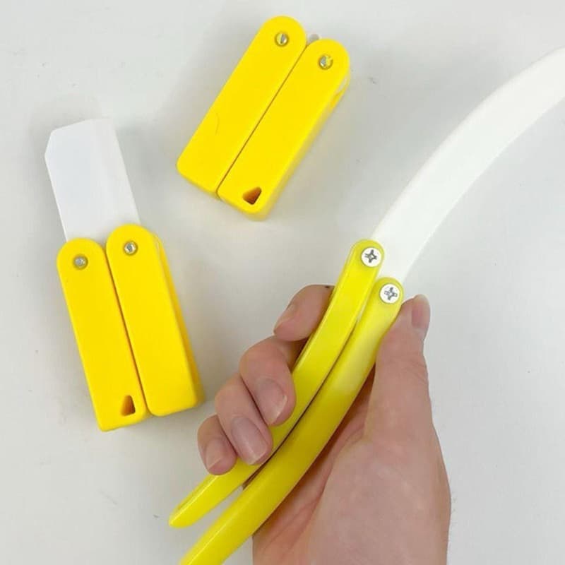 Faca borboleta banana 3D dobrável faca voadora brinquedo para alívio do estresse