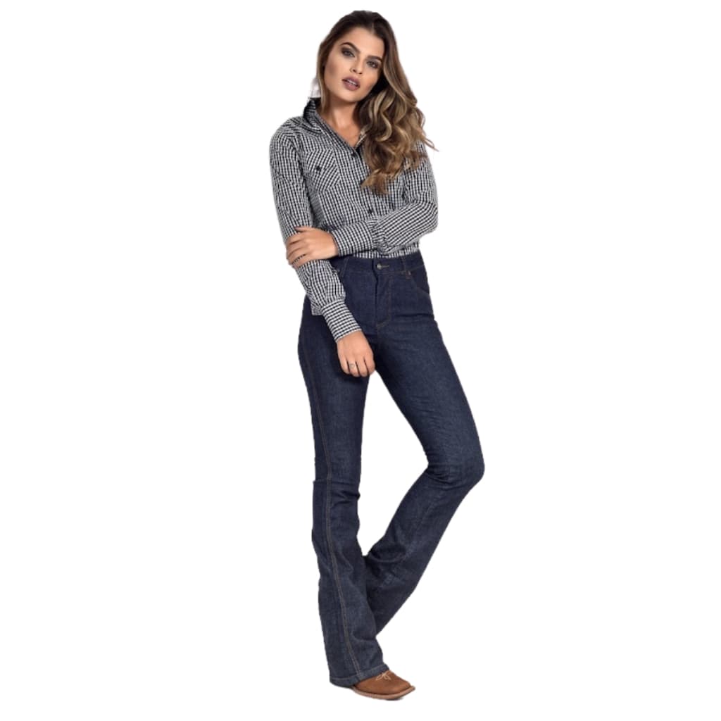 Calça Jeans Feminina Estilo Country Resistente Casual Costura Grossa Confortável Dia a Dia Trabalho - Ref:1228
