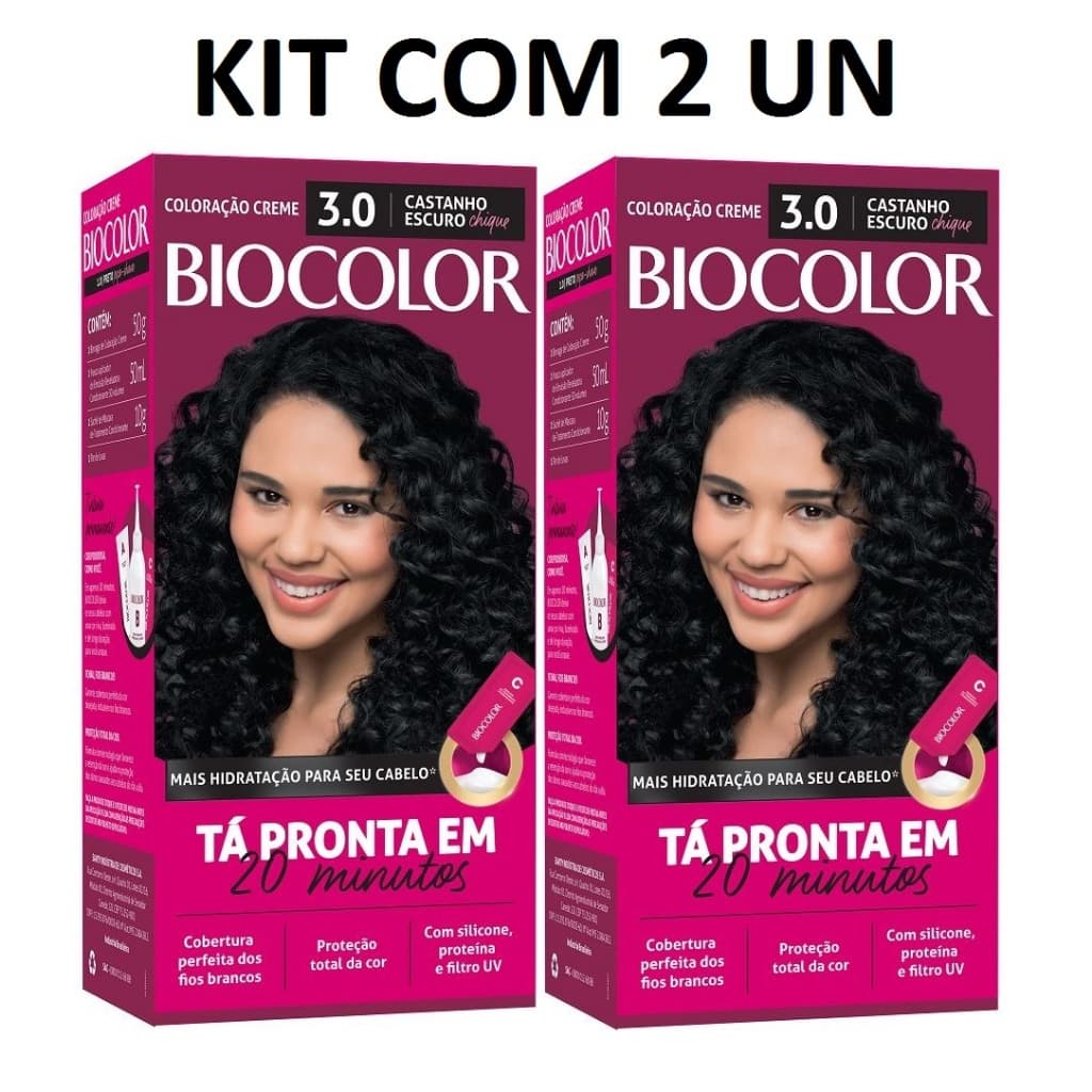 KIT COM 2 Tintura Biocolor Castanho Escuro 3.0