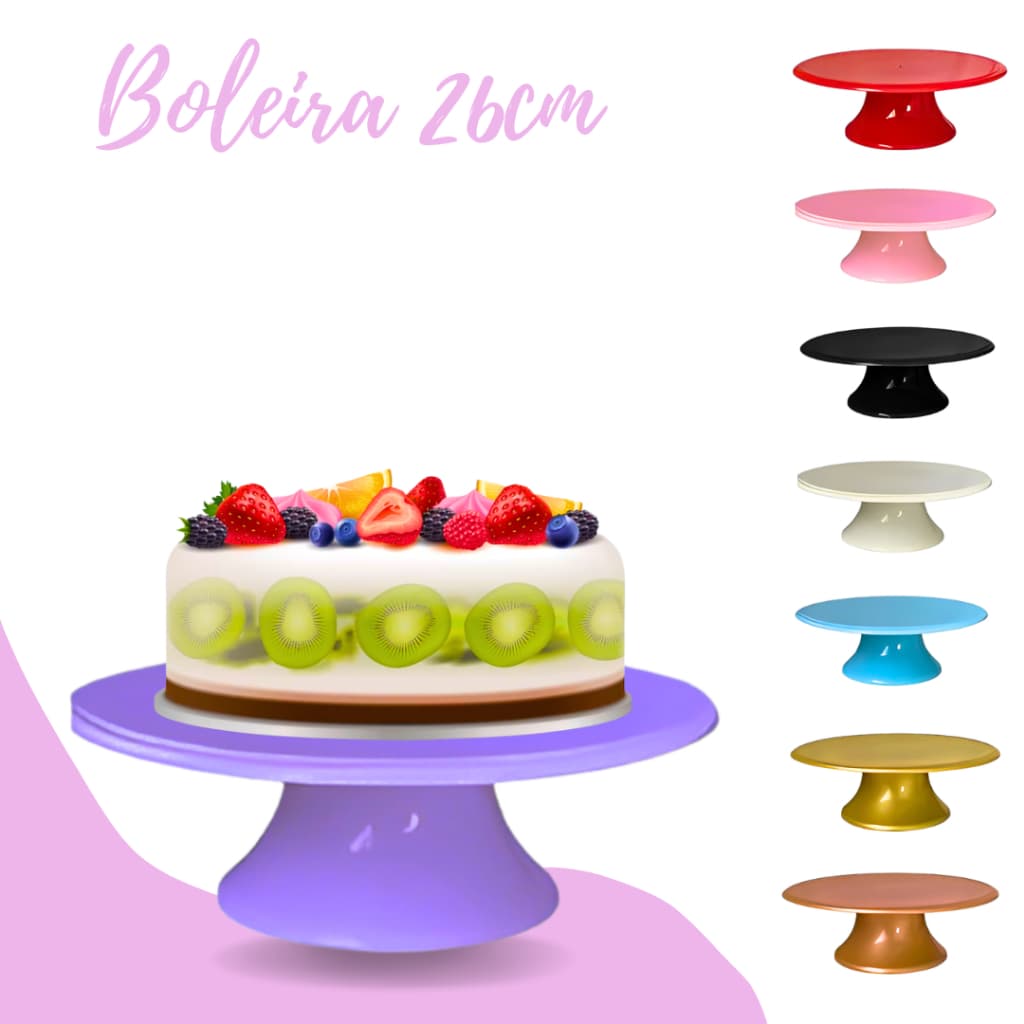 Boleira Reta 26cm Boleira Para Decorações Festas Eventos Suporte Para Bolos Doces E Cupcakes