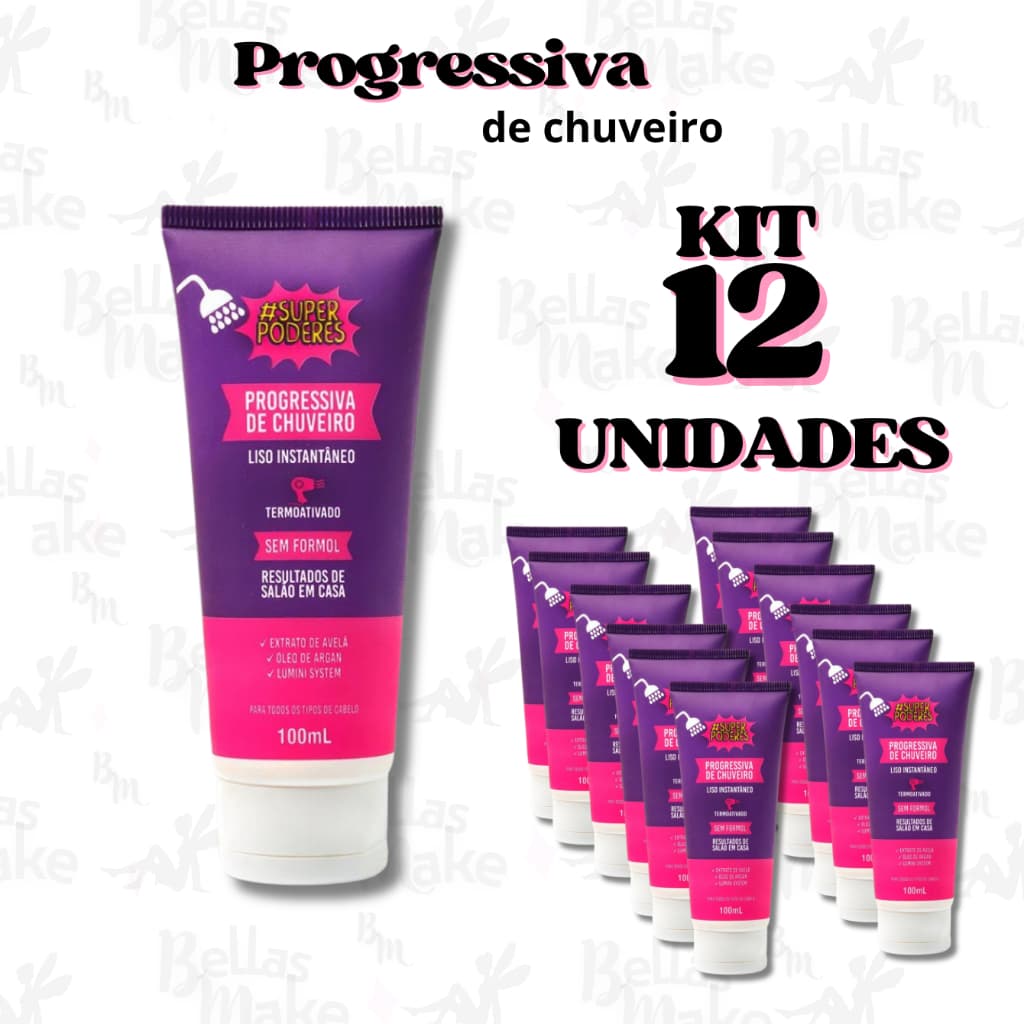 Progressiva De Chuveiro Sem Formol Kit 12 Unidades Super Poderes Cabelo Liso Instantâneo Original