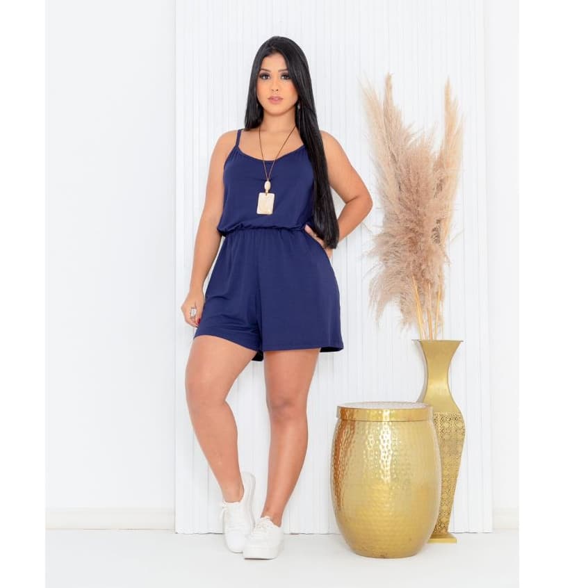 Macaquinho Feminino Alcinha Shorts em Viscolycra Tamanho Único - Veste do 38 ao 46