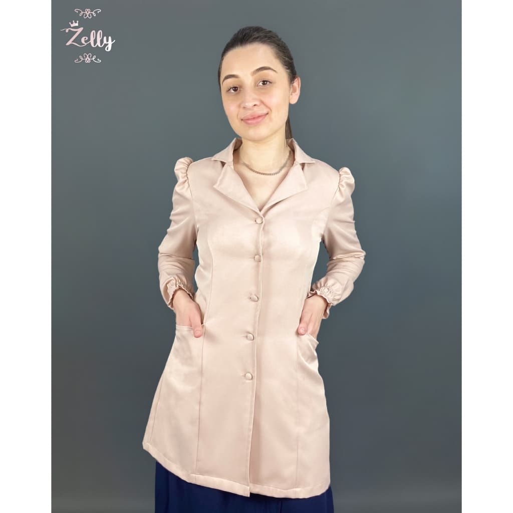Jaleco Feminino Manga Bufante e acinturado  modelo Ohana