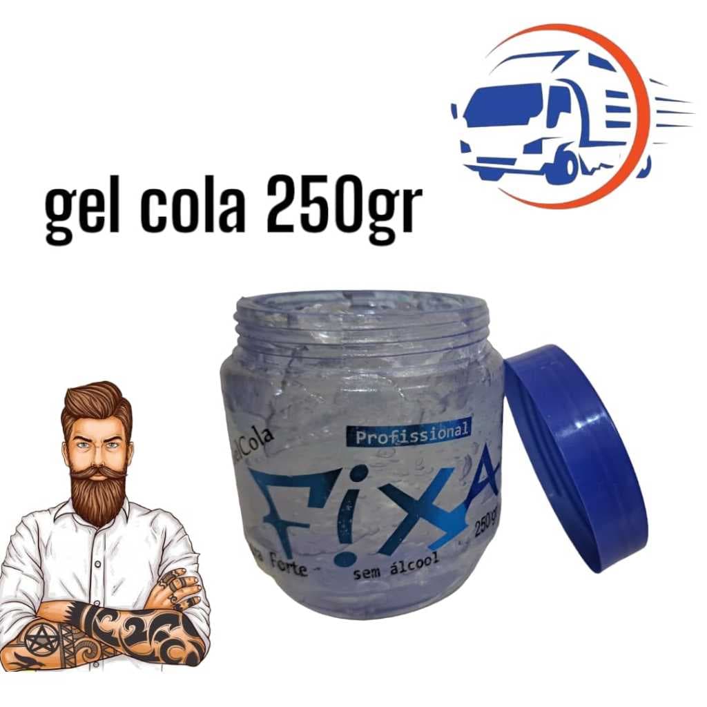 GEL COLA 250GR BARBEARIA CABELO FIXADOR PENTEADOS FIXA PROFISSIONAL