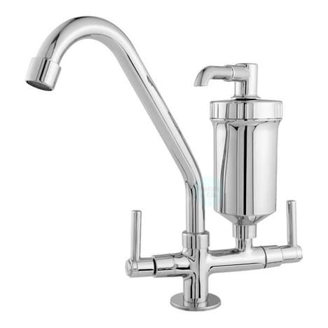 Torneira Com Filtro Cozinha De Bancada Bica Móvel 1/4 De Volta Cromada Refil