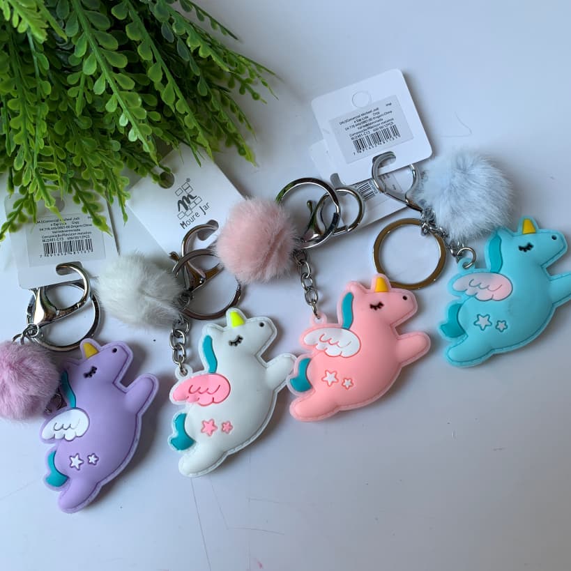 Chaveiro de Unicornio Fofo com Pompom / WX Gift