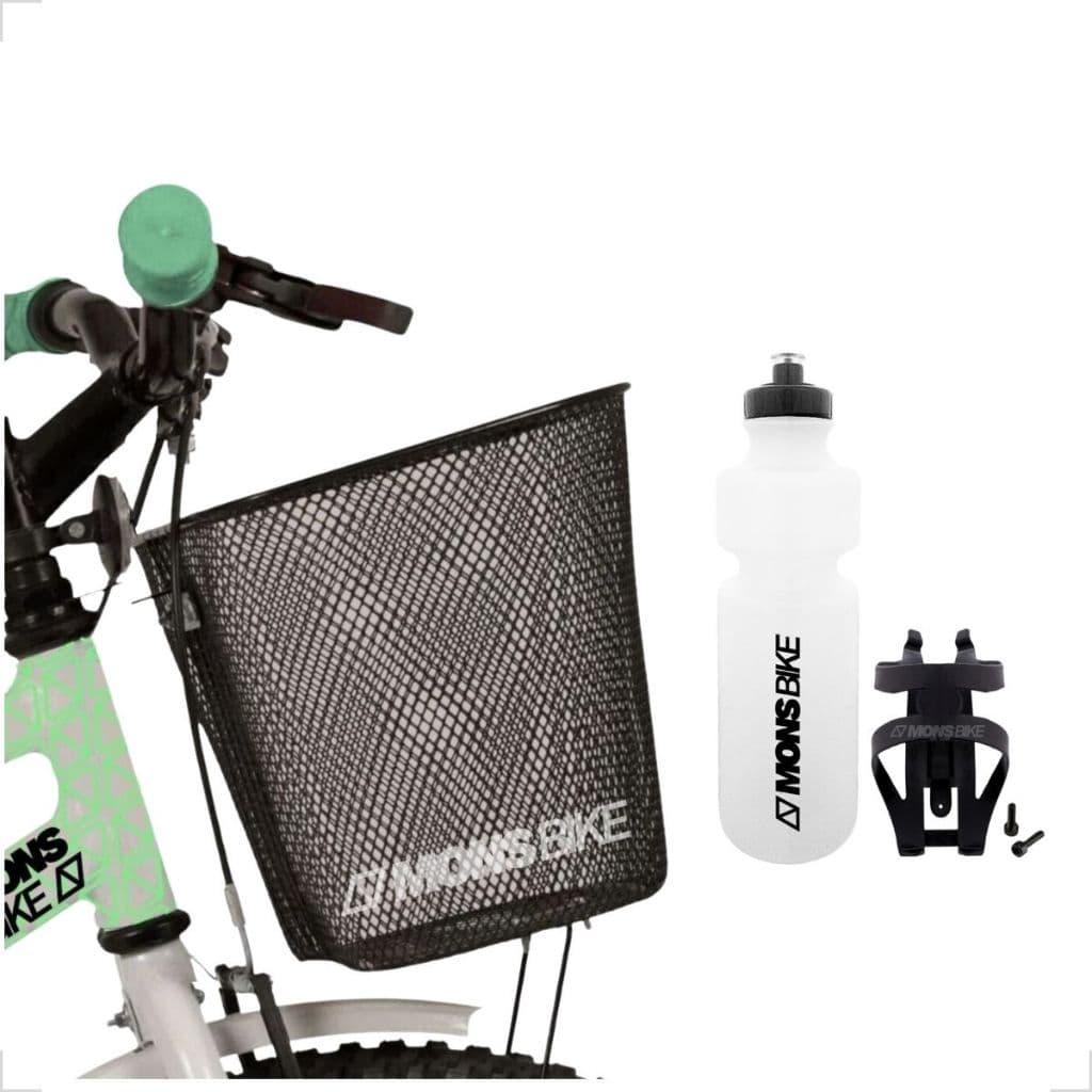 Kit Cestinha Cesta Bike Aro 24/26 + Garrafa Para Bike de Agua + Suporte Quadro