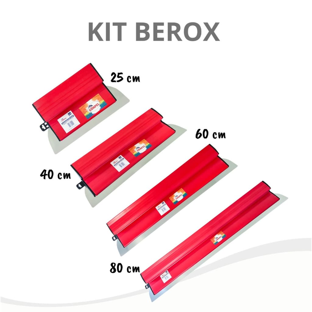 Kit Desempenadeira Berox 25/40/60/80cm Aço Inox Inoxidável