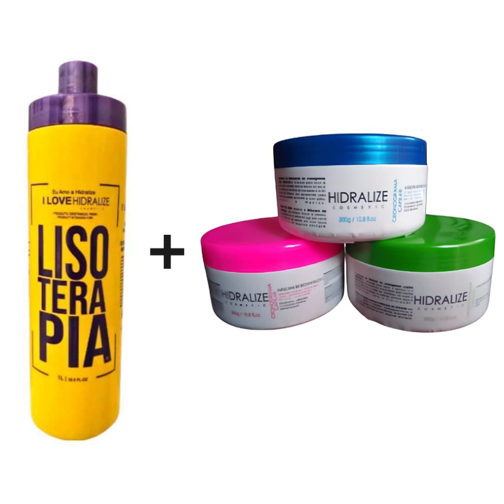 Lisoterapia Hidralize 1 Litro + Cronograma Capilar Hidralize 3x 300Gramas