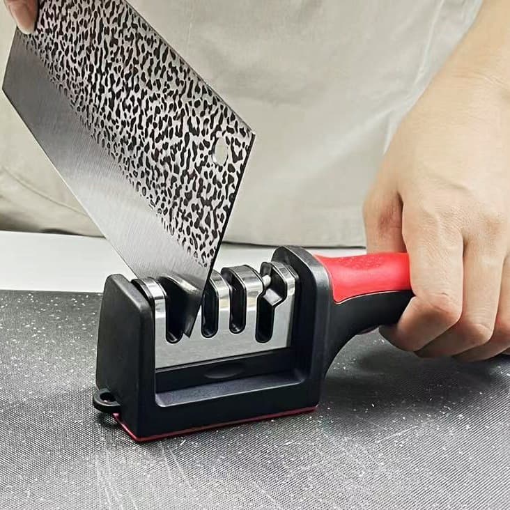 Amolador  Afiador De Facas Em Aço Inox Profissional Com 3 Afiadores Profissional 21.5x5,8x5,1 CM