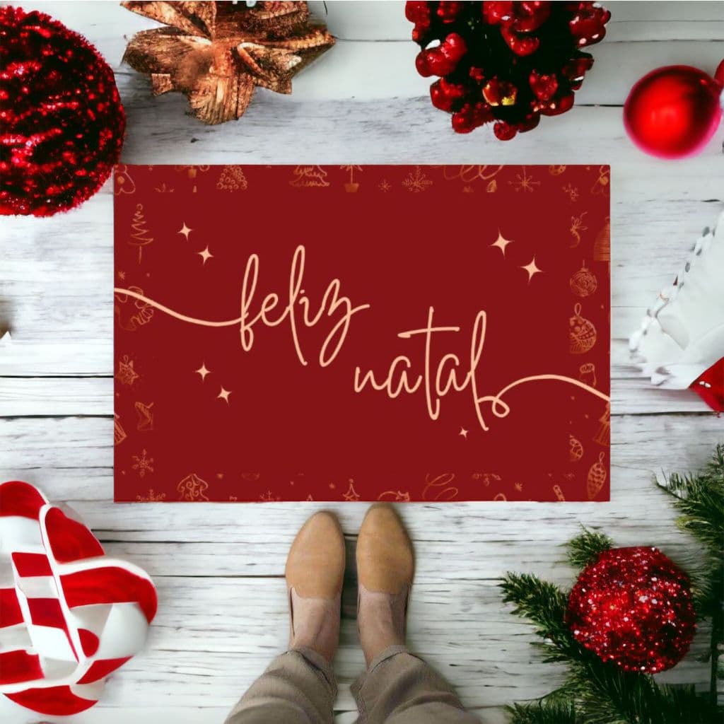 Tapete para porta antiderrapante decoração de natal - Feliz Natal