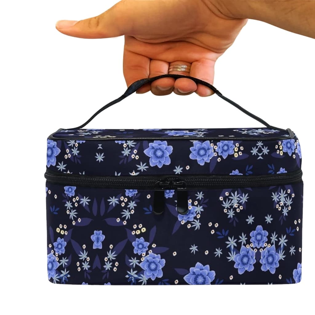 Necessaire Feminina Bolsa Organizadora De Maquiagens E Cosméticos Para Viagem Com Alça E Divisórias Grande