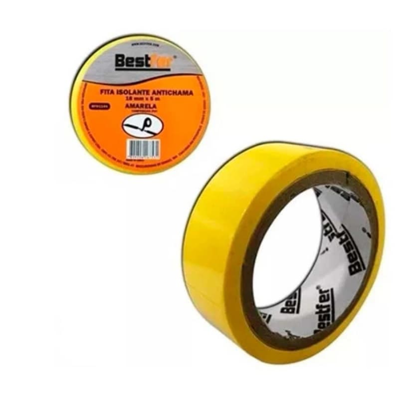 Fita Isolante Amarela Antichama 18mmx5m Bestfer Para Fios Manutenção Életrica