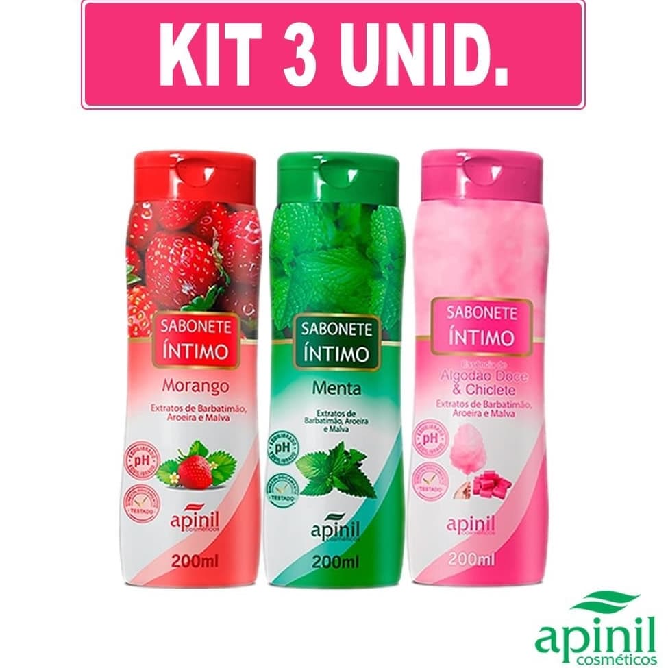 KIT C/3 Sabonetes Líquido Íntimo Aromático Apinil