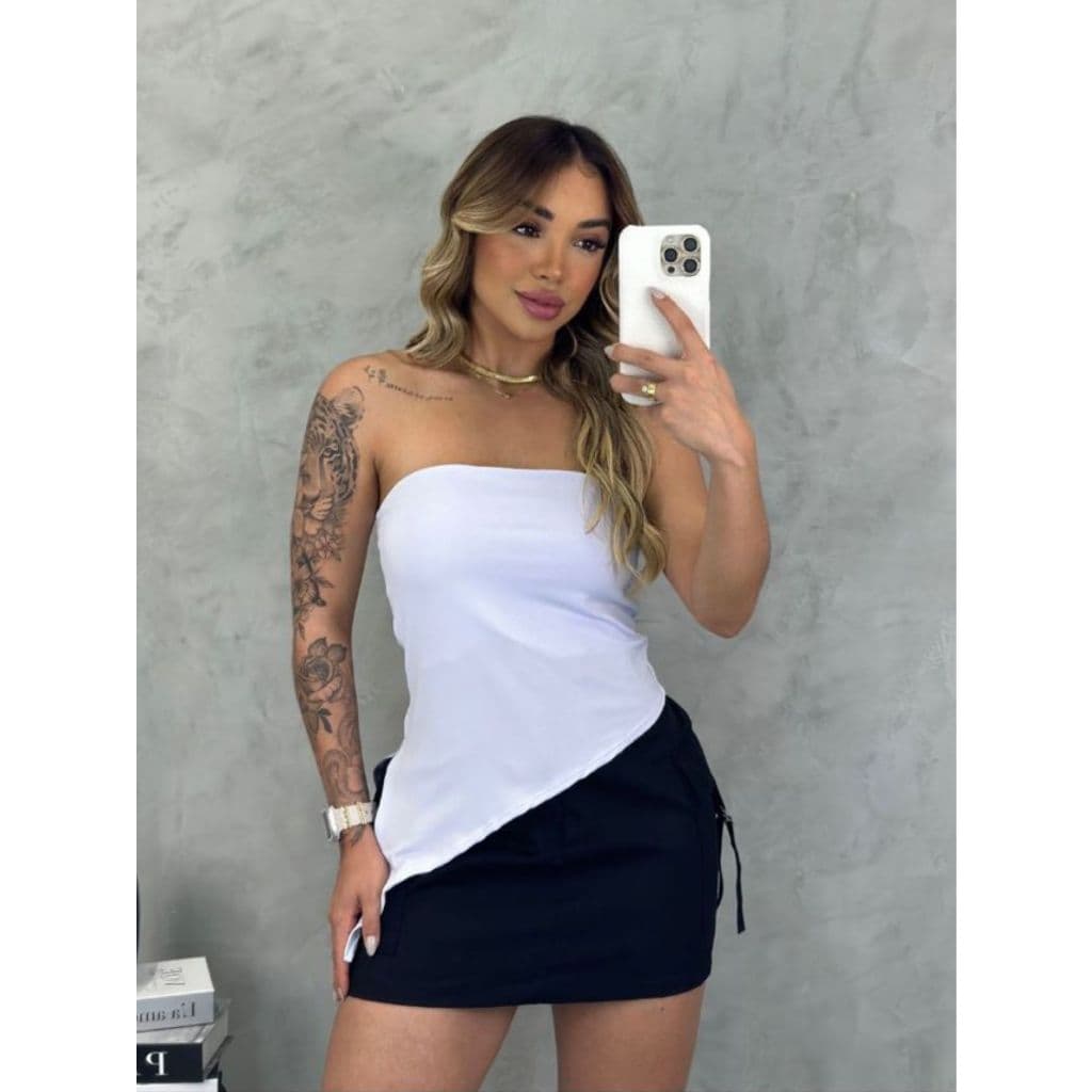 Blusa Feminina Bata Tomara Que Caia Bata Blogueira Básica Tomara Que Caia