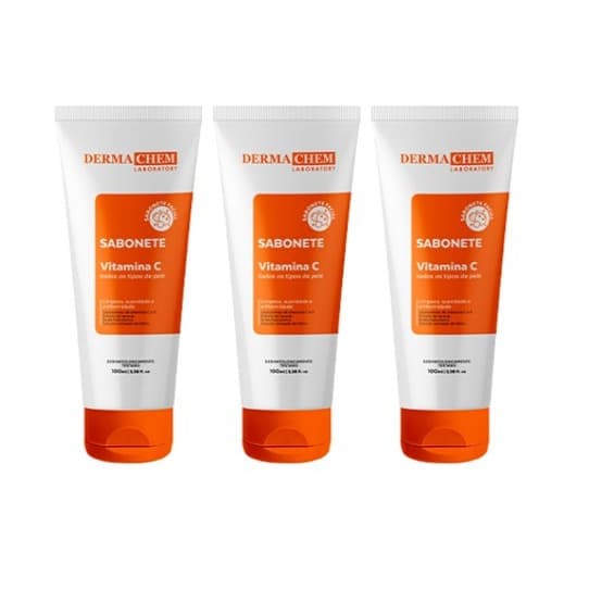 Kit Com 3 Sabonete Vitamina C Anti Idade Dermachem 100ml