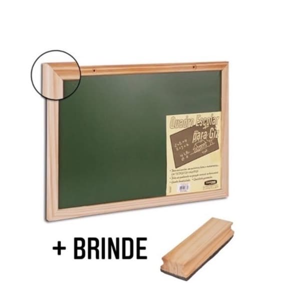 Lousa Escolar Quadro Verde 60x40cm Madeira Decoração Recado Com Apagador