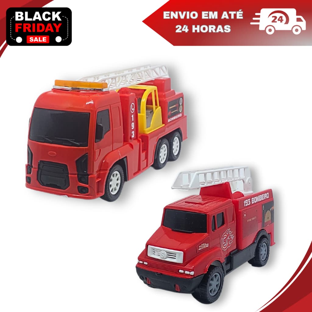Caminhão De Brinquedo Bombeiro Resgate Grande e Pequeno Super oferta