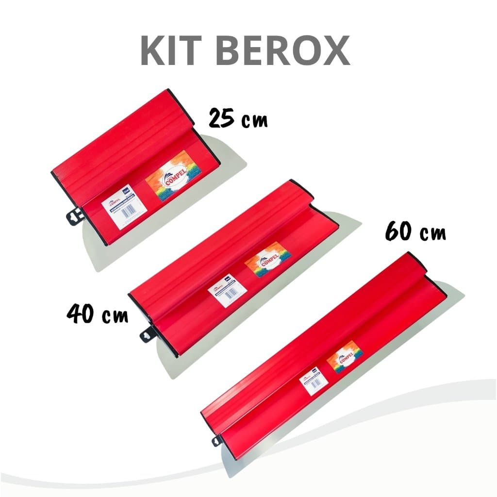 Kit Desempenadeira Berox 25/40/60cm Aço Inox Inoxidável