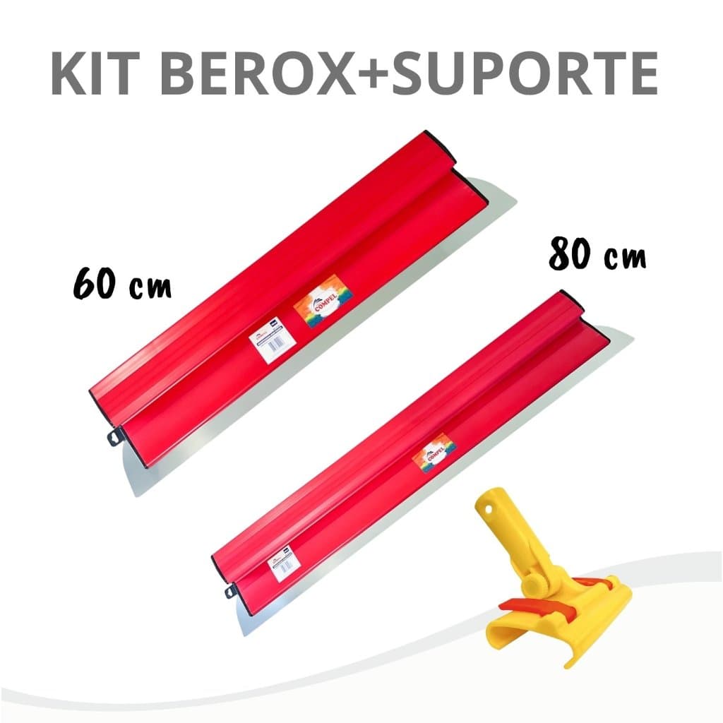 Kit Desempenadeira Berox 60/80cm Massa Corrida + Suporte Berox