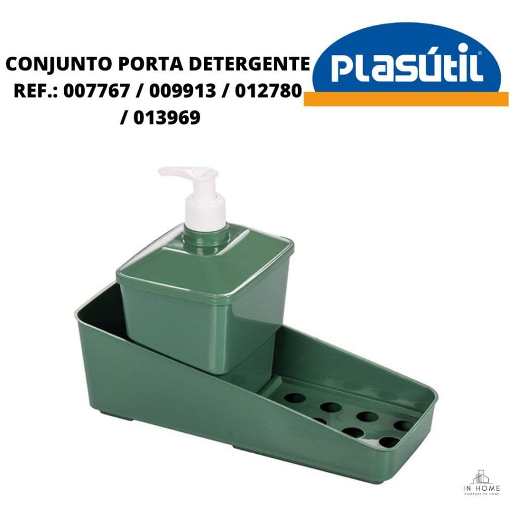 Dispenser Porta Detergente Sabão Esponja 3 em 1 Pia Cozinha Diversas Cores 600ML Plasútil Ref.: 007767 / 009913 / 012780