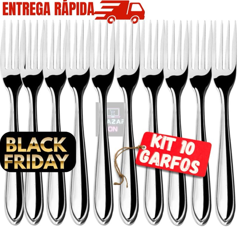 Jogo Com 10 Garfos Aço Inox de Mesa Almoço Jantar Original