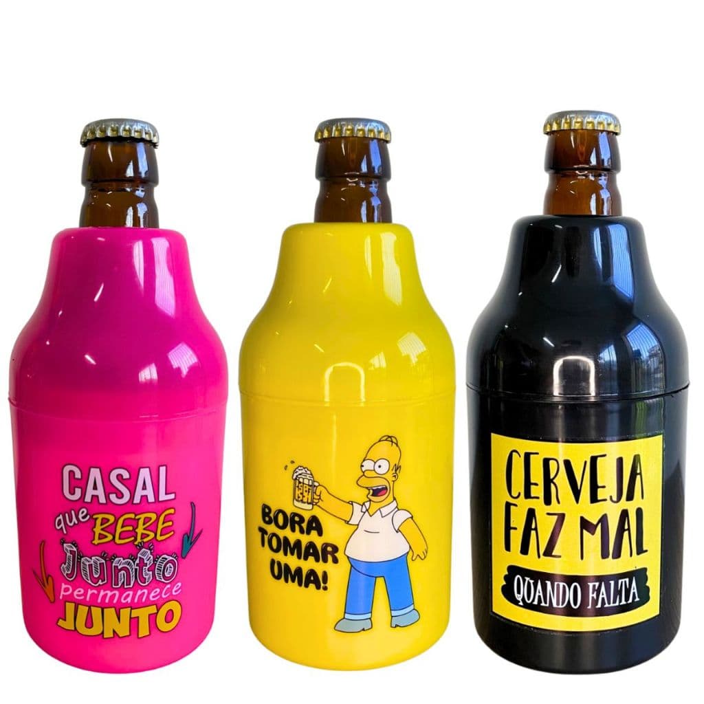 3 Camisinha Cerveja Suporte Garrafinha 300ml Térmica Lata 350ml Gelada Personalizados