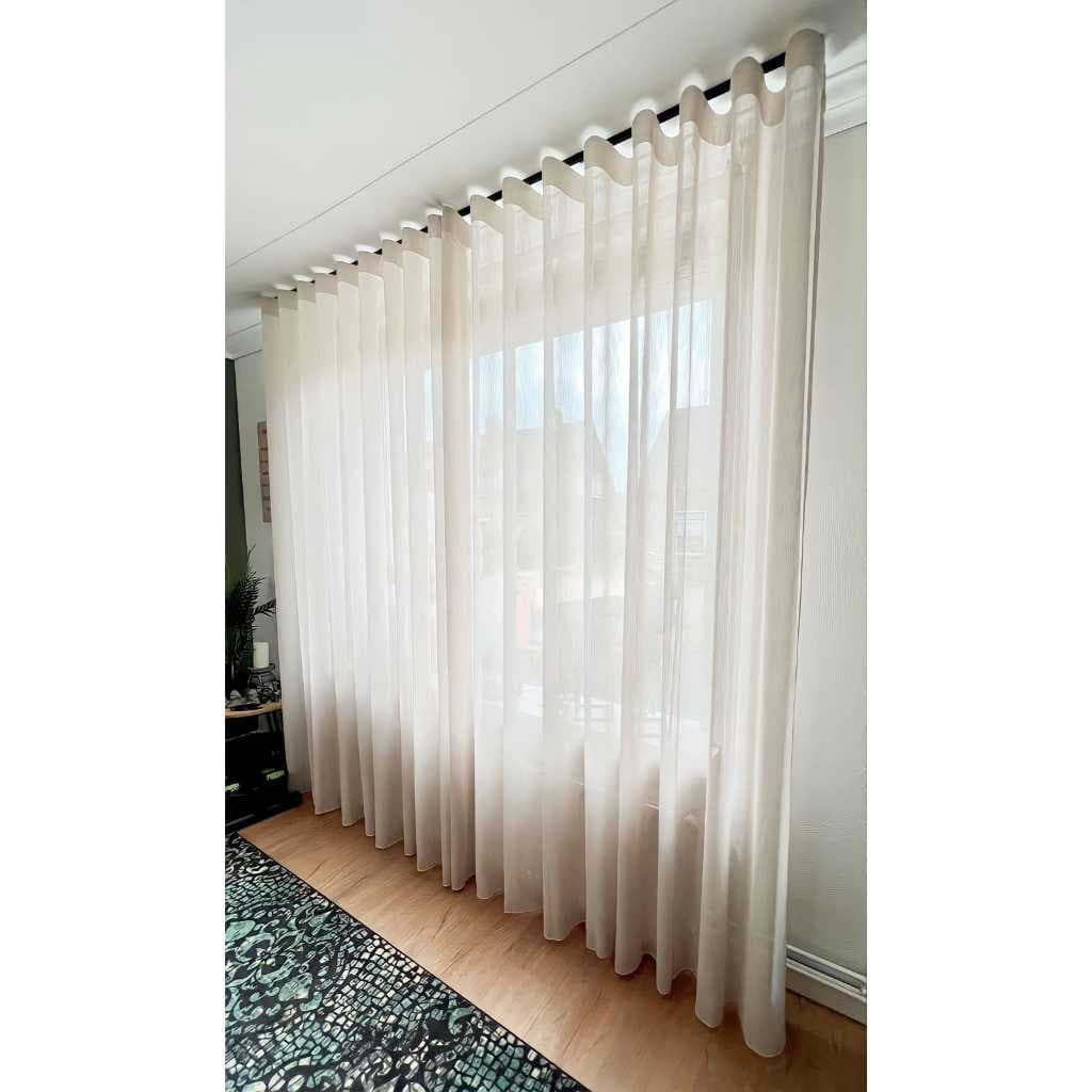 Cortina Luxo Gaze De Linho Sem Forro Trilho Suíço Max 7,00x2,50 Sala E Quarto