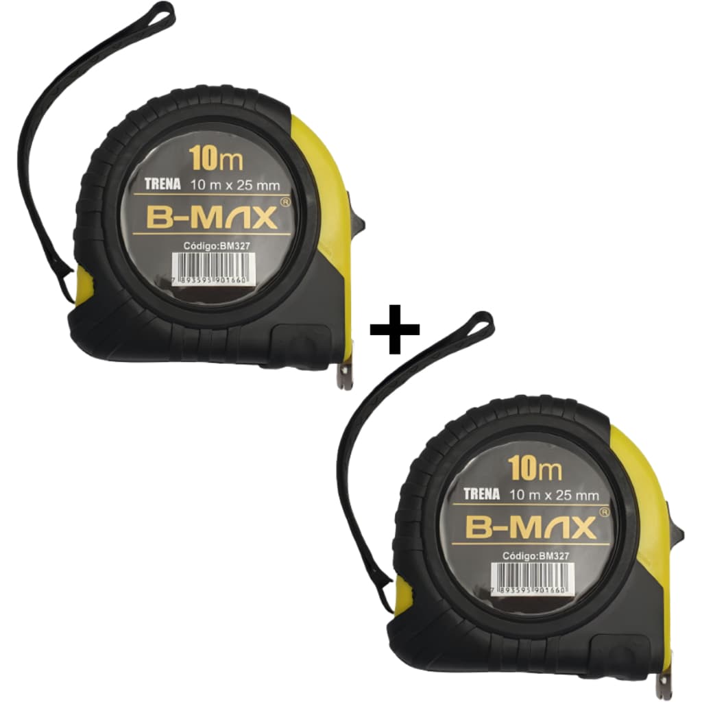 Kit 2 Trena de 10 Metros X 25mm Emborrachada Com Trava Fita em aço Profissional Suporte para Cinto