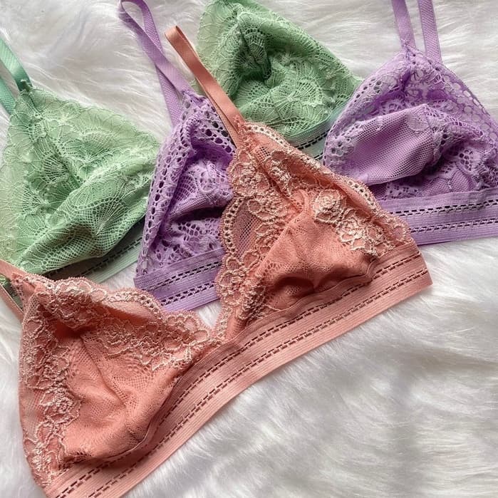 Kit 3 Sutiã De Renda Sem Bojo Com Forro Tipo Top Com Elástico