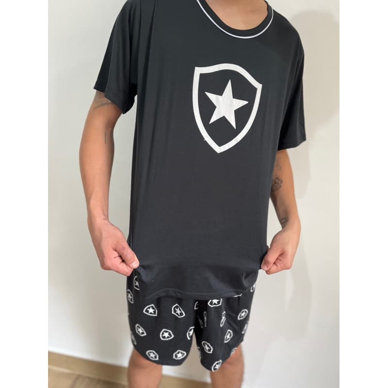 Pijama Masculino Adulto Botafogo Meia Manga de Malha Algodão Verão Outono Inverno Time Super Heróis Marvel Vingadores