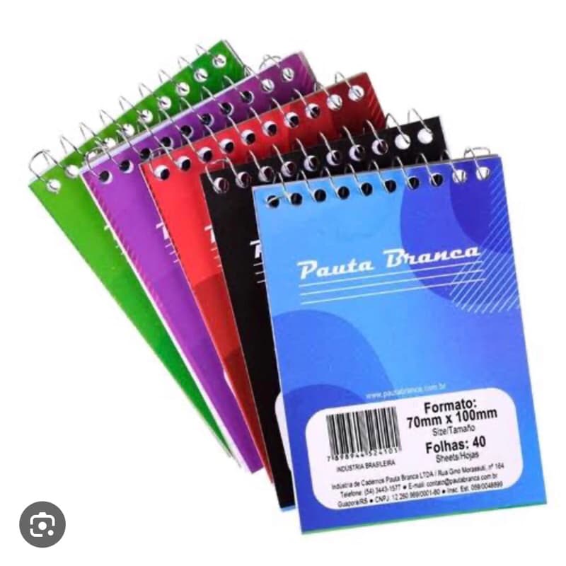 CADERNETA APONTAMENTO Folhas Espiral (Cabe perfeitamente no Bolso) Pautada