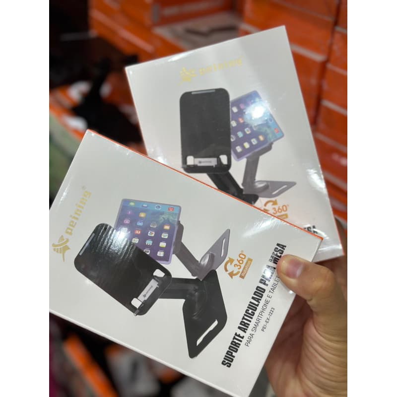 Suporte de mesa articulado para smartphones e tablets compatível com todos os aparelhos