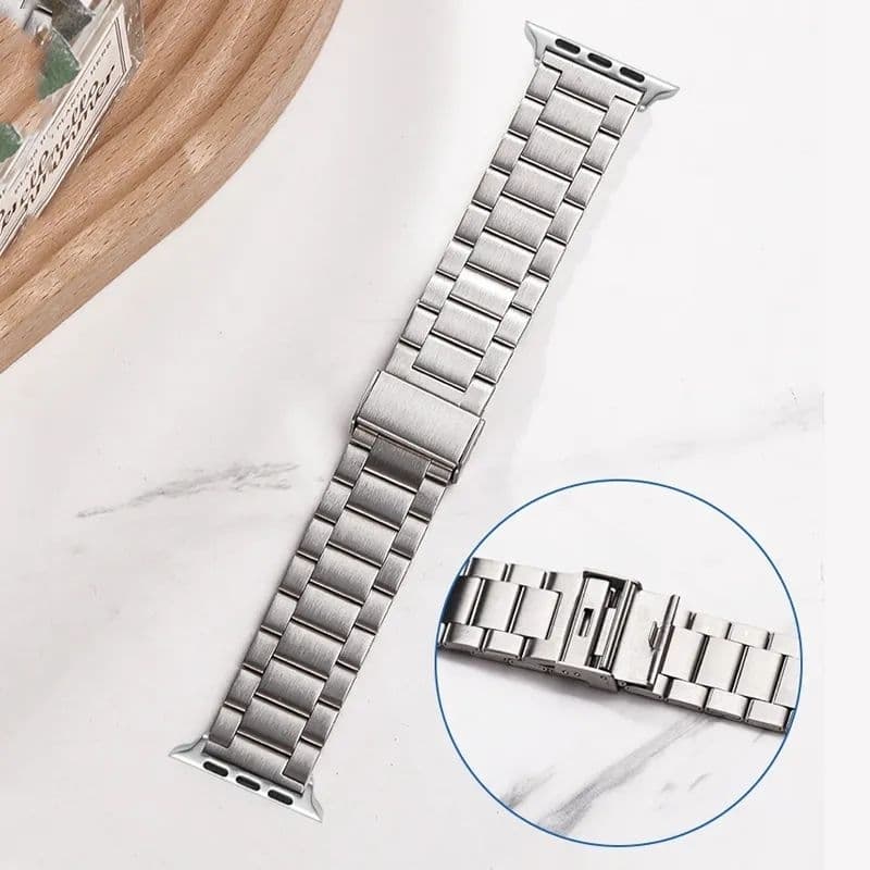 Pulseira para Smartwatch em Aço Inoxidável Prata, Preto para iWatch séries, Relógio Inteligente