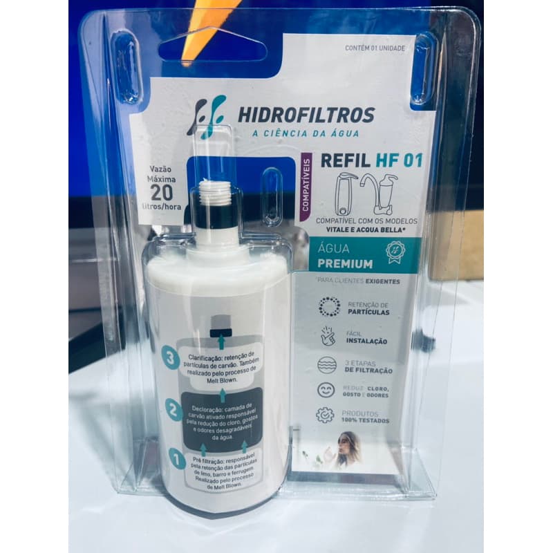 Kit 2 Refil Filtro Acqua Bella E Vitale Rv-01 Compatível Purificador Lorenzetti Carvão Ativado Água