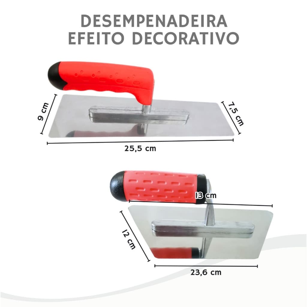 Kit 2 Desempenadeira trapezio e lisa Efeito Decorativos Marmorato Massas Cimento Queimado Mármore