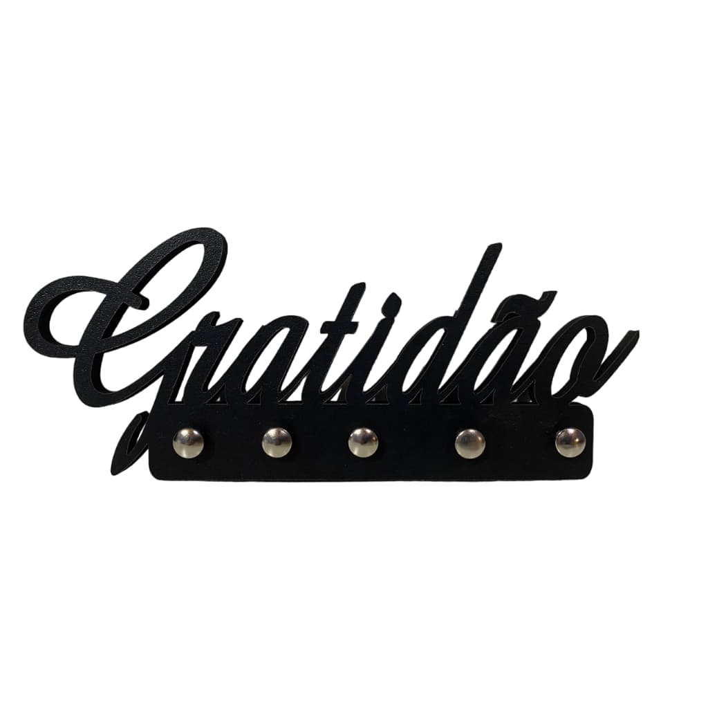Porta Chaves Decorativo Gratidão Mdf Preto