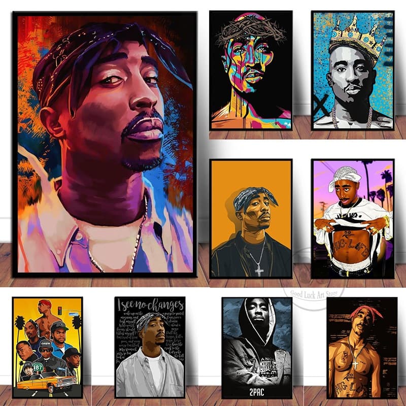 Quadro 2pac shakur cartaz famoso hip hop rap música cantor estrelas, casa decoração do quarto