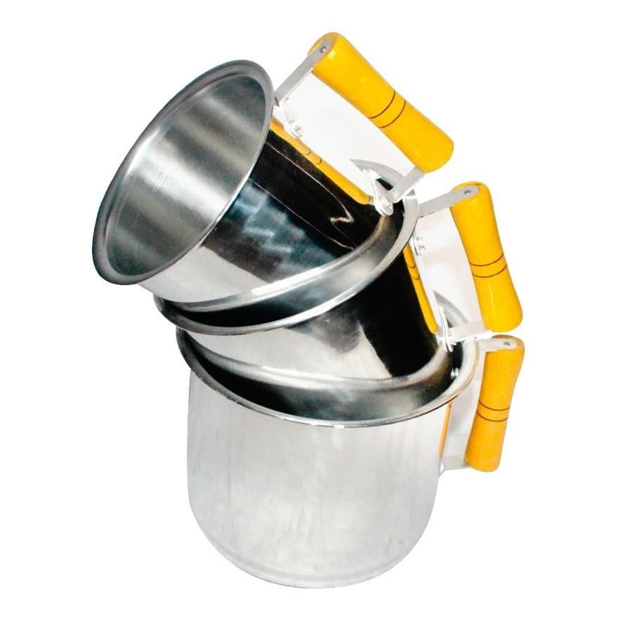 kit De Canecão leitera  De Aluminio fervedor Com Cabo De Madeira 3 Peças