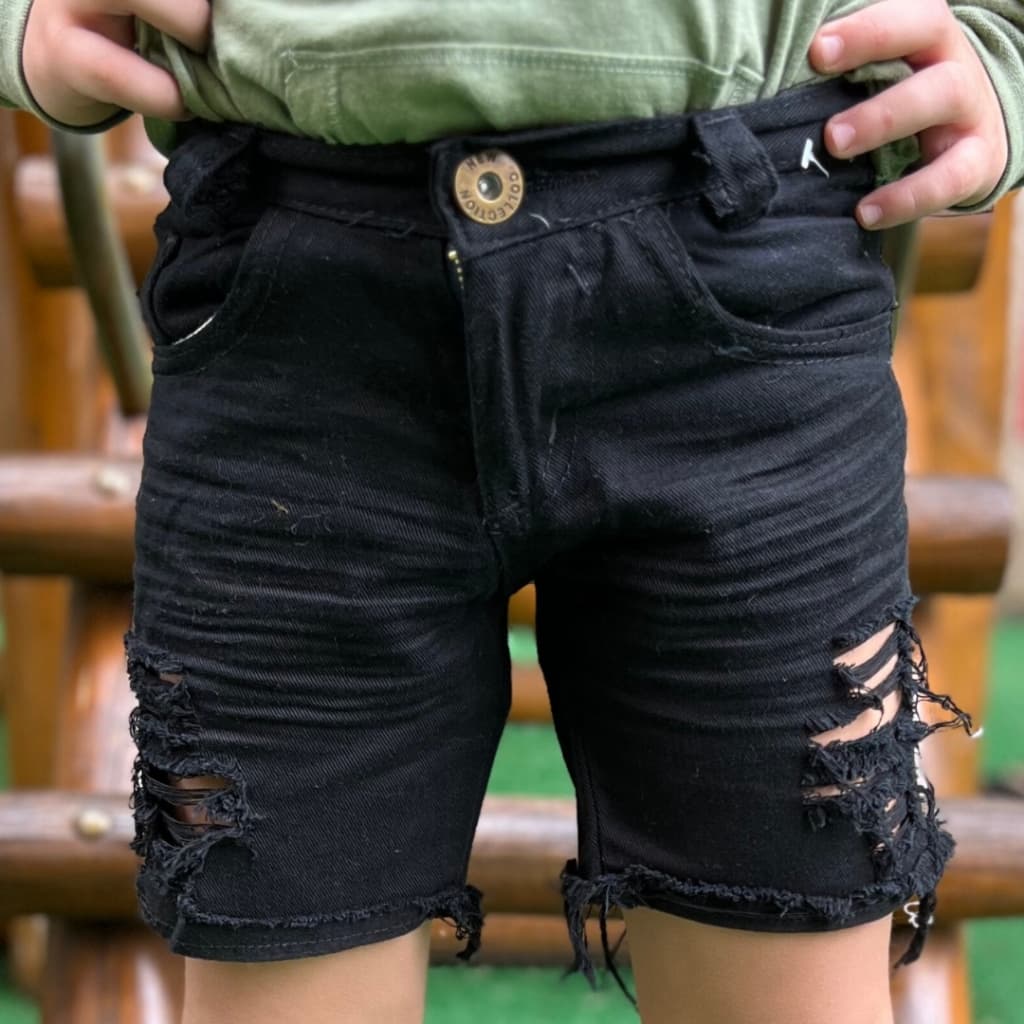Bermuda Jeans Infantil Juvenil rasgada Menino Masculino - 2 ao 16 (fotos reais) PROMOÇÃO