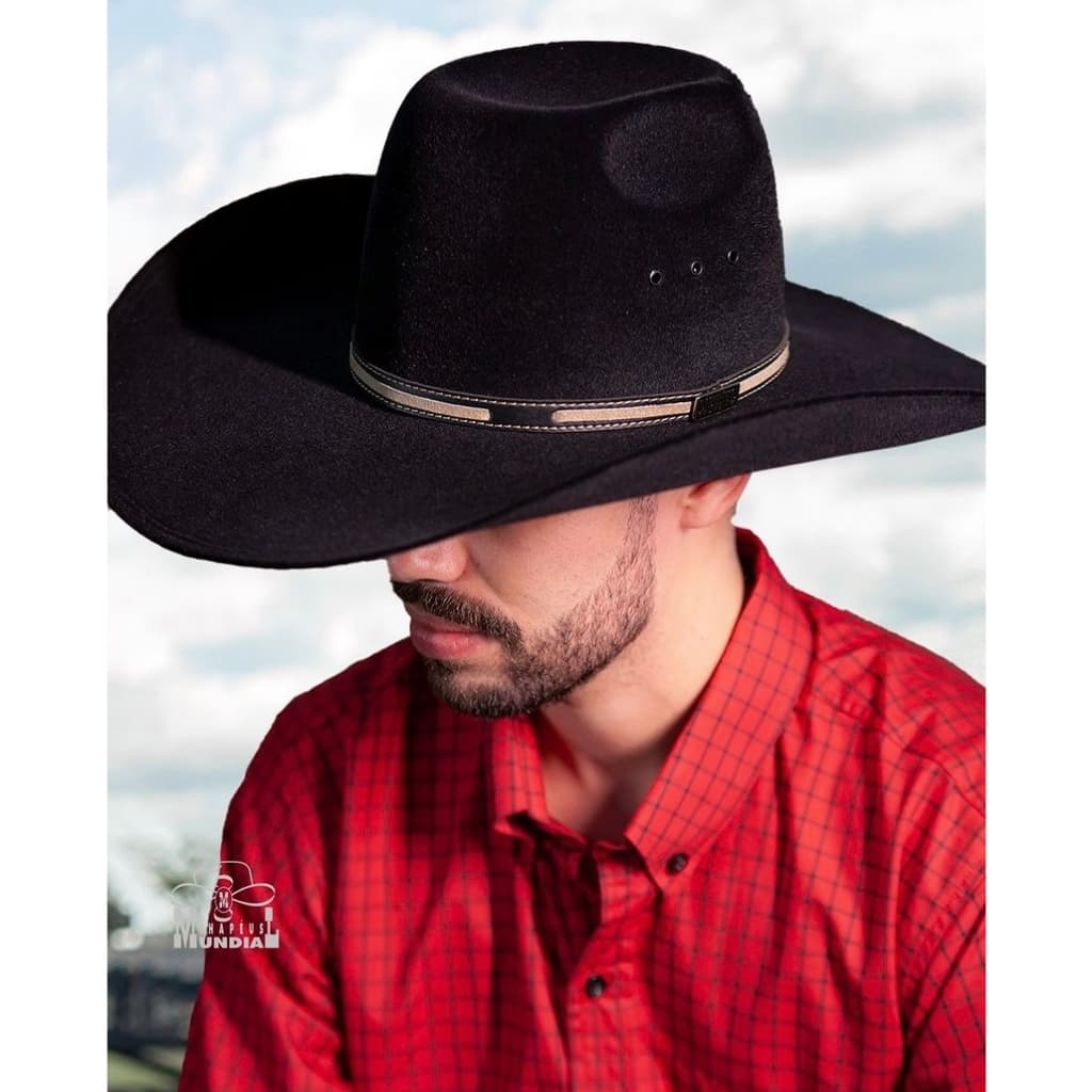 Chapéu Country Feltro Estilo Biplay Copa Alta Aba 13