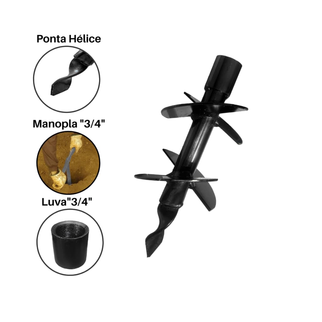 Cavadeira Trado 4 Polegadas Base/ Broca 10cm Perfurador Manual