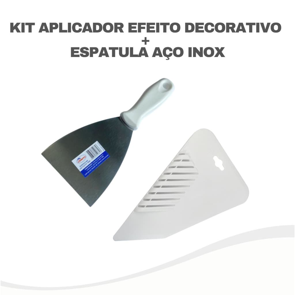 Kit Espatula Aço Inox + Aplicador de Efeito Decorativo