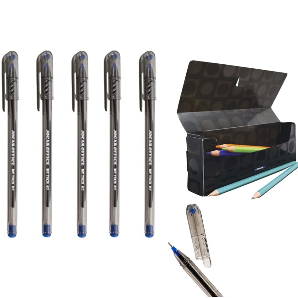 Caneta Esferográfica My Tech 0,7 - Kit com 5 unidades + Estojo