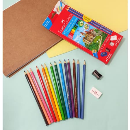 LAPIS DE COR FABER CASTELL 12 CORES +LAPIS GRAFITE